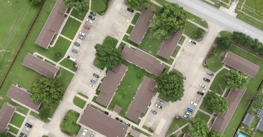 Second wide aerial of the Springdale hail replacement project
